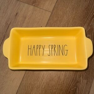 Rae Dunn Yellow Ceramic Baker Happy Spring